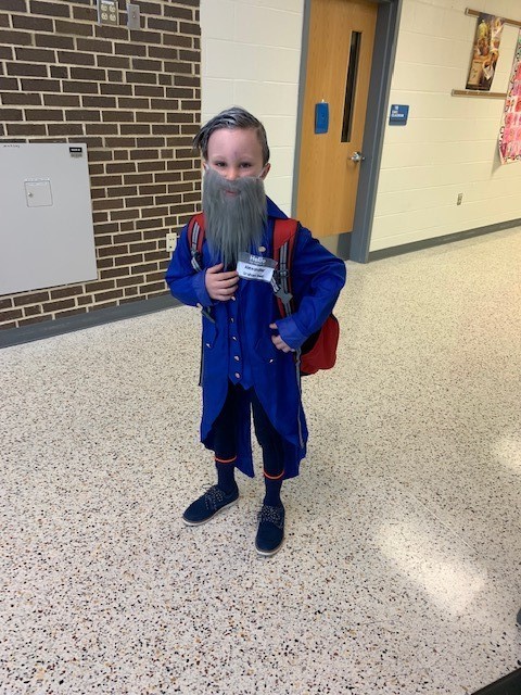 A student dressed up for Famous Person Day