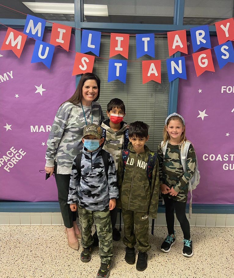 Dr. Smith and students on camouflage day.