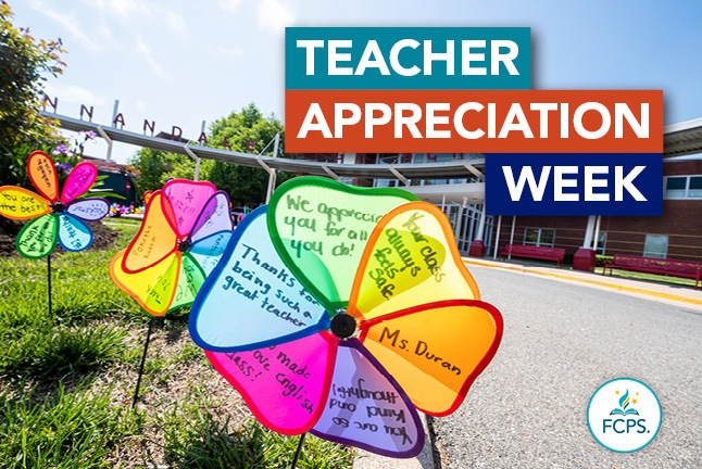 Teacher Appreciation Week - student notes on a colorful plastic flower.