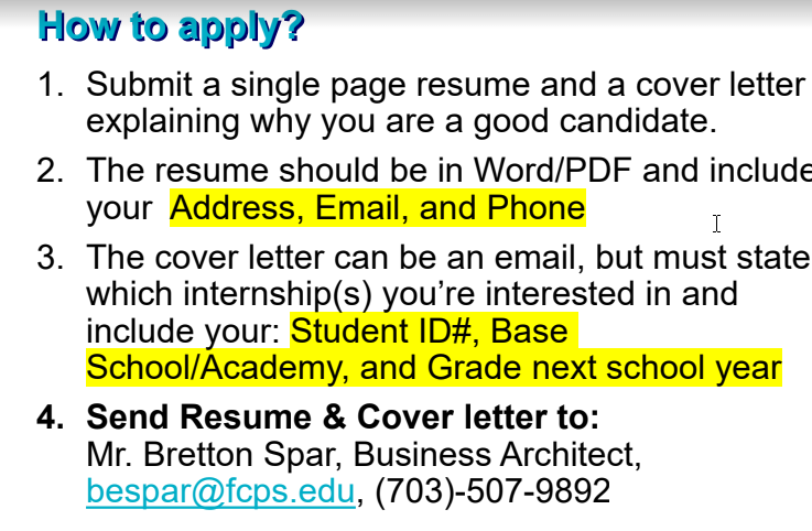 FCPS IT internship