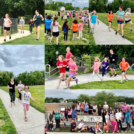 A collage featuring photos from the Girls on the Run practice 5k. 