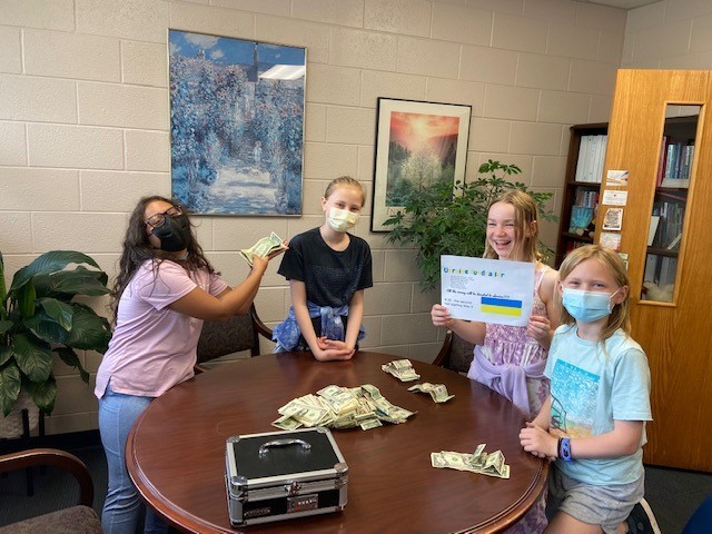 We are so proud of 4th graders Gianna, Sasha, Ady and Catherine who sold items to raise $1,247 for the people in Ukraine.