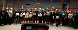 Fairfax Student Shark Tank Tech Challenge winners with the Board of Supervisors