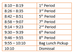 WSHS June 10 Bell Schedule