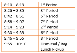 Bell Schedule, June 10