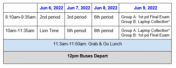 Exam schedule