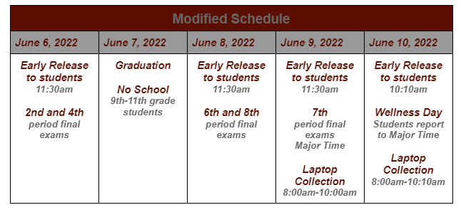 Modified Schedule