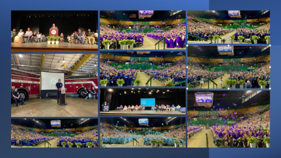 Picture collage of graduation ceremonies