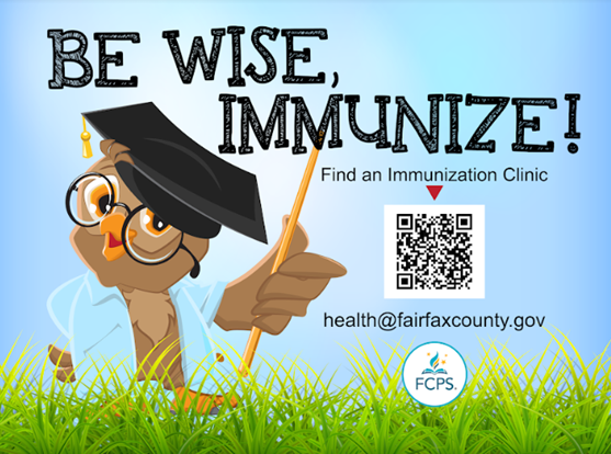 Be Wise, Immunize! graphic with QR code