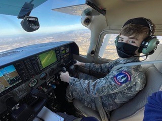Picture of student during an orientation flight