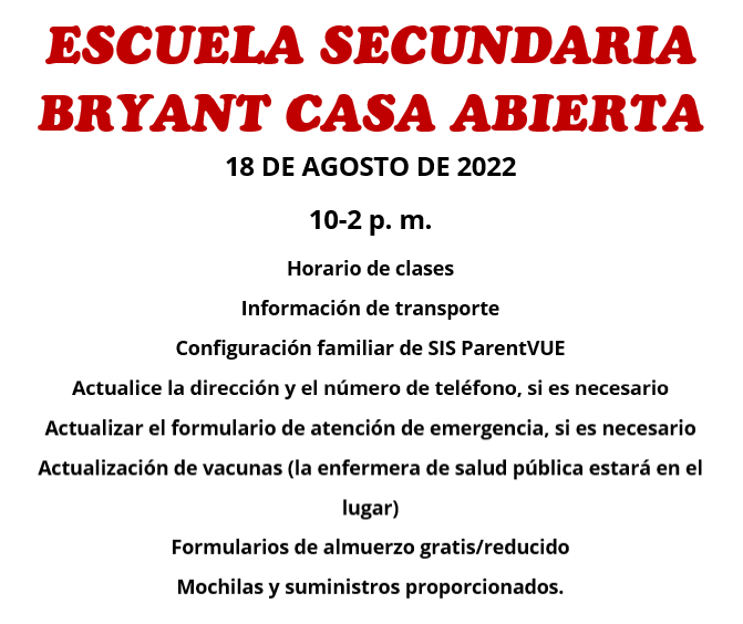 ESCUELA SECUNDARIA BRYANT CASA ABIERTA