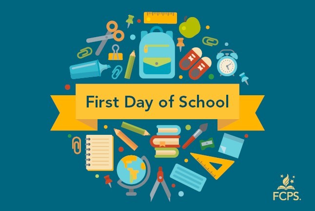 graphic that says First Day of School