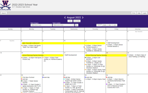Events & Activities Calendar