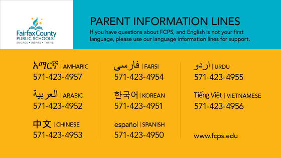 multilingual parent information phone numbers