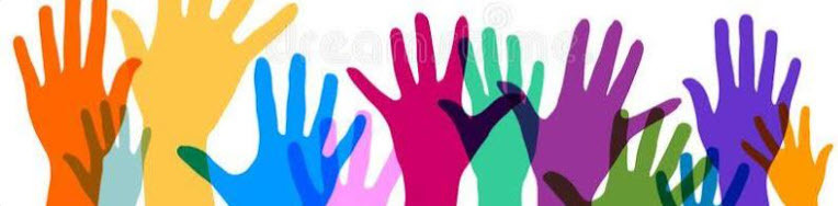 colorful hands raised