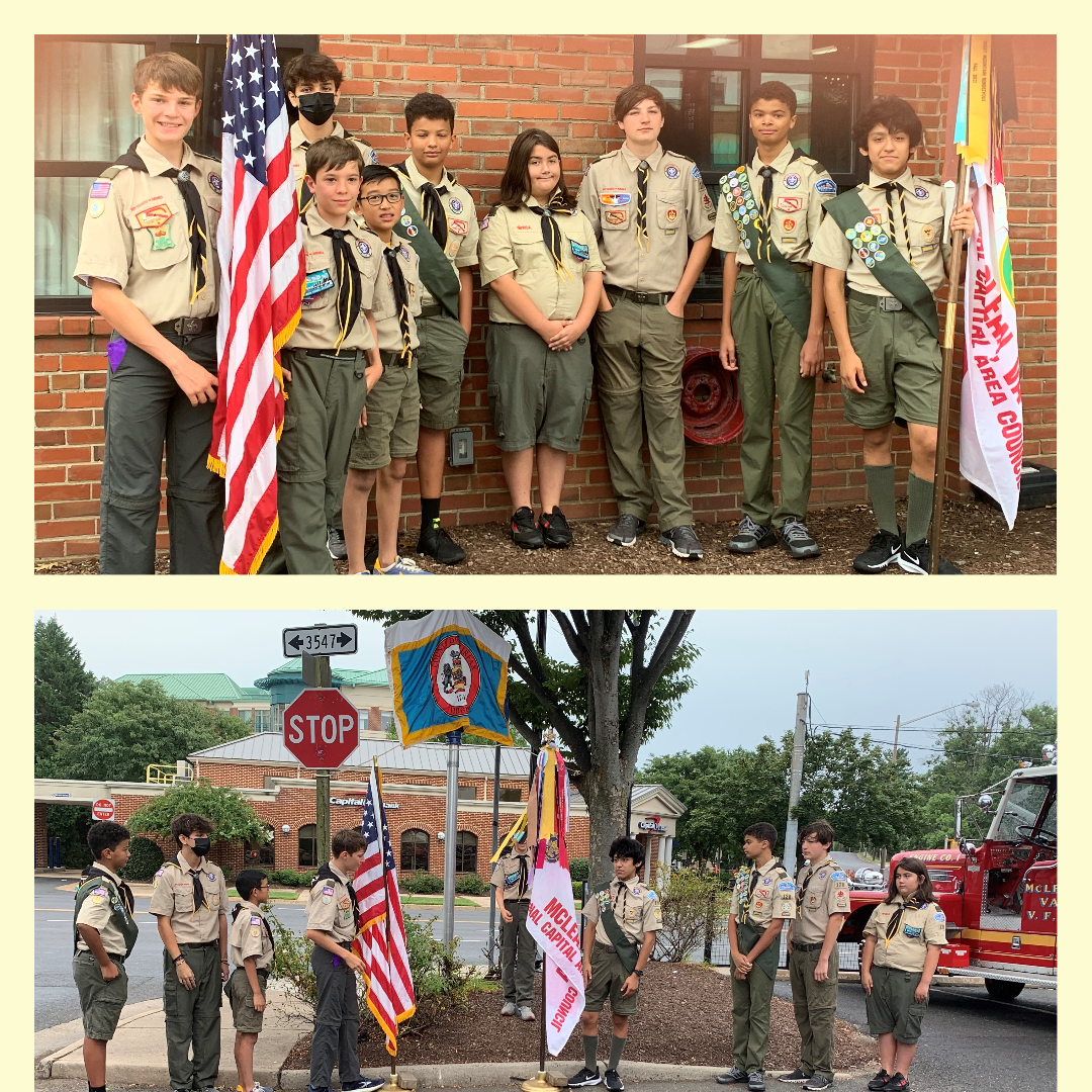 collage of BSA Troop 128 of OFH historic marker dedication