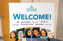 "Welcome" followed by welcome in eight other languages. 