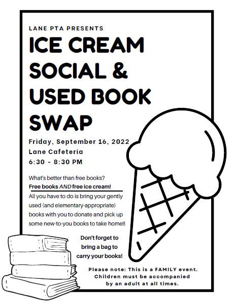 Ice Cream Social and Book Swap Flyer