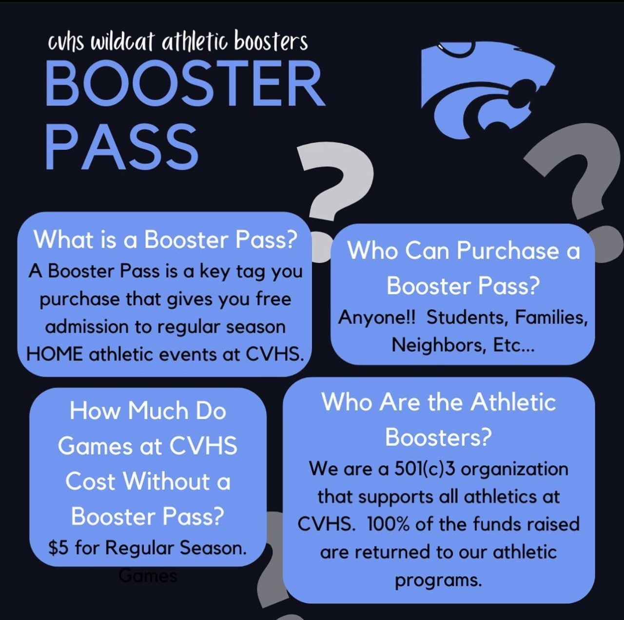 CVHS athletic Booster passes