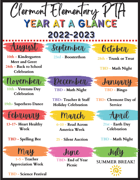 PTA Year at a Glance