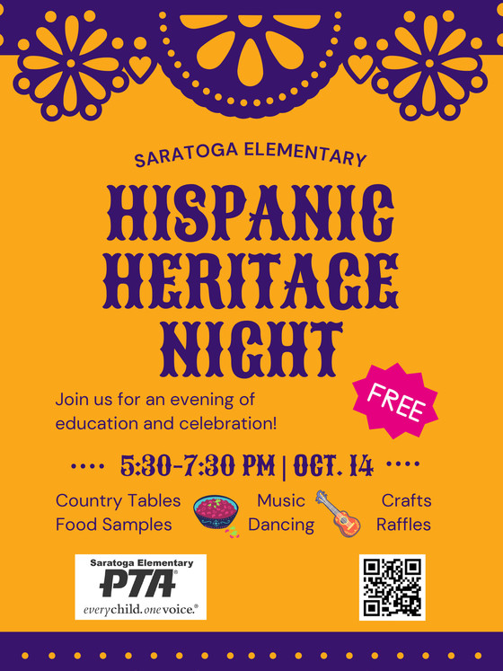 Saratoga PTA Hispanic Heritage Event October 14