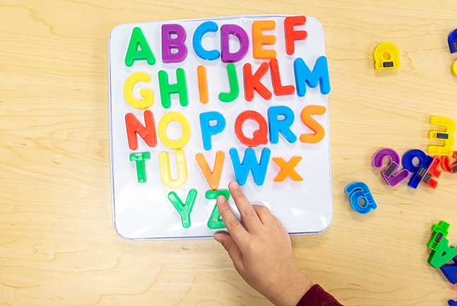 Magnetic letters on a board