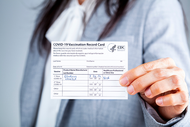 A COVID vaccination card