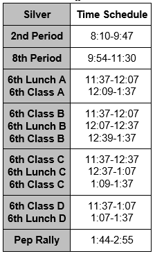 Pep Rally Bell Schedule