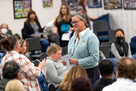 Dr. Reid listens to the community