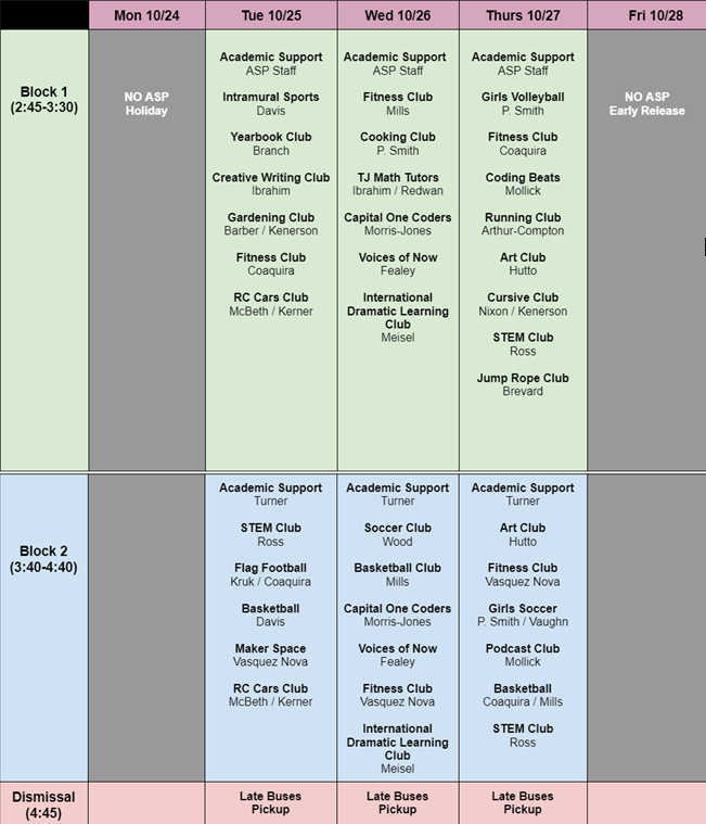 ASP Schedule 10-21