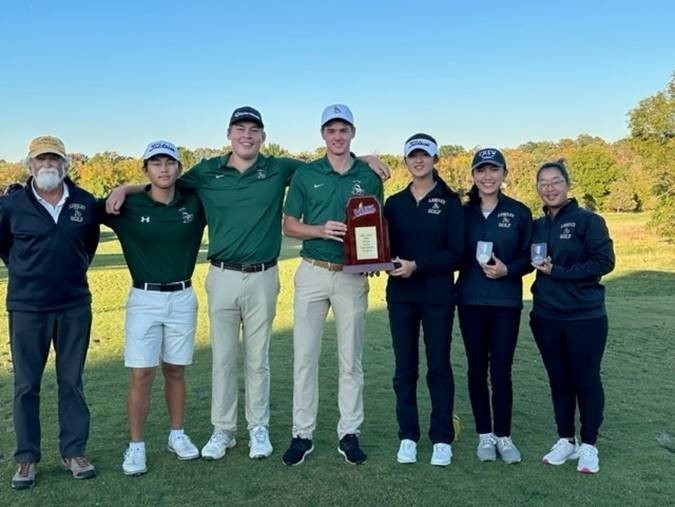 Langley HS Coed Golf Team pictured after winning 7th State Championship