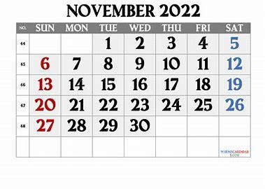 Here is a November calendar and calendar reminders