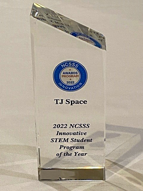 Photo of the NCSSS award that TJ Space won