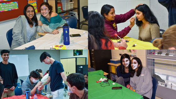 Collage of Spanish Honor Society Facepainting