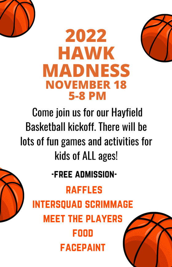 Hawks Madness Middle School November 18 5-8 pm