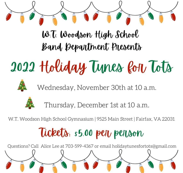 W.T. Woodson High School Band Department Presents 2022 Holiday Tunes for Tots