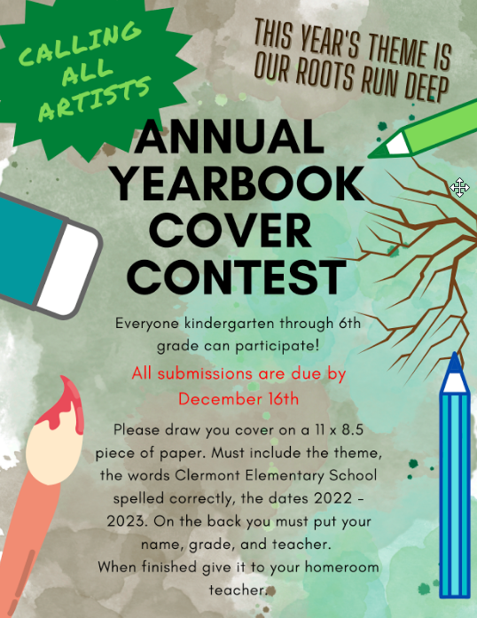 Yearbook cover art contest flier. 