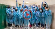 Academy students in sterile gowns