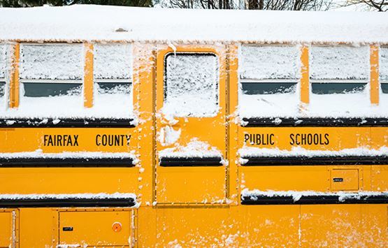 snowy school bus