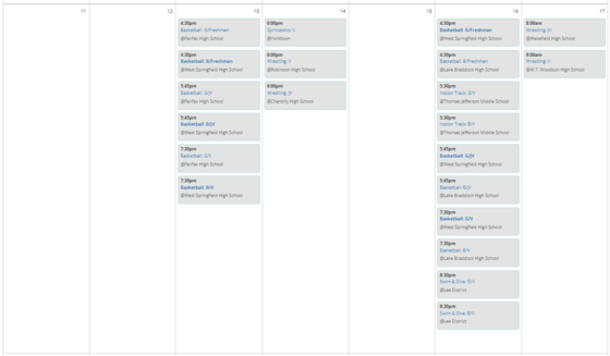 Sports Calendar, Week of December 11-17