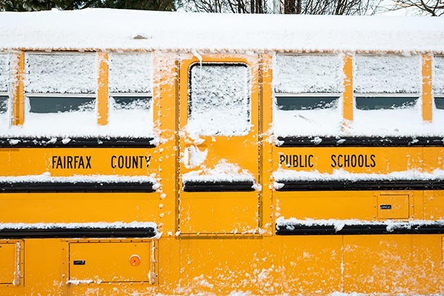 School bus with snow on it