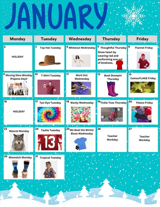 January Spirit Calendar