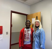 James, a former student, visits Bryant 