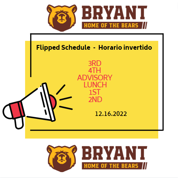Flipped Schedule - Horario invertido 12-16-22