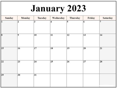 Here is a January 2023 calendar