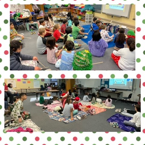 Students enjoyed the holiday sing a long