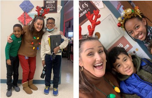 4th grade students in holiday spirit