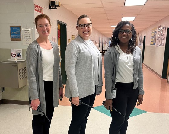 Ms. Doyle, Ms. Alexander and Ms. Usher pose on twin day