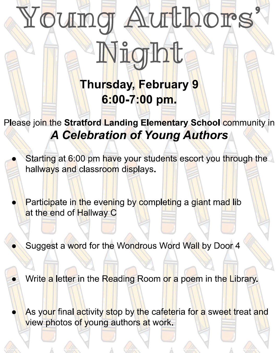 SLES Young Authors' Night flyer 
