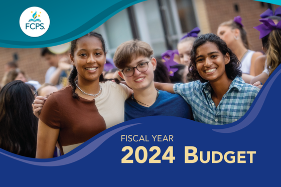 Budget graphic with smiling students